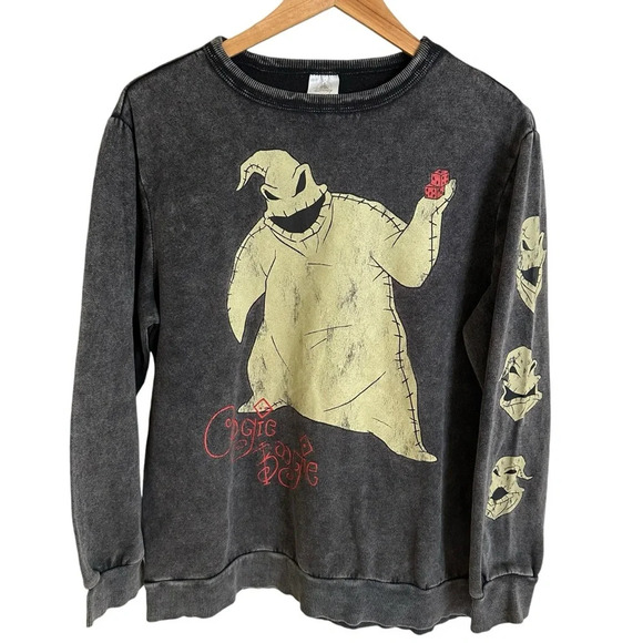 Disney Store womens medium Gray Oogie Boogie Crewneck Sweatshirt Nightmare Grey - Picture 1 of 6